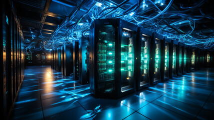 Server room data center. Connectivity and IT evolution