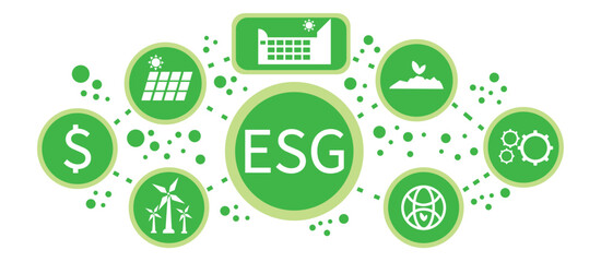 ESG icon concept for environment, society and governance in sustainable business and green business. on a white background