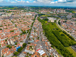 Fototapeta na wymiar Imagem aérea dos bairros Campos Elíseos, Paulicéia, Jardim Londres, Vila Perseu em Campinas, São Paulo. 