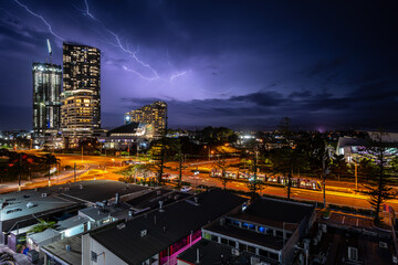 Fototapeta na wymiar Gold Coast, Queensland, Australia - Lightning in Broadbeach