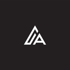 GA monogram logo in triangle shape - black and white. - obrazy, fototapety, plakaty