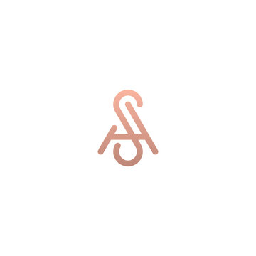 SA or AS monogram fashion logo with gold color
