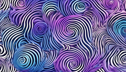 abstract shell spirals, purple, blue, white