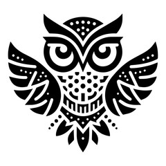 Owl vector silhouette, Owl Tattoo vector art illustration black color