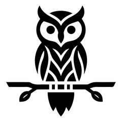 Owl vector silhouette, Owl Tattoo vector art illustration black color