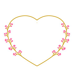 Golden Love Frame With Pink Floral