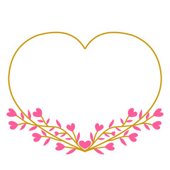 Golden Love Frame With Pink Floral