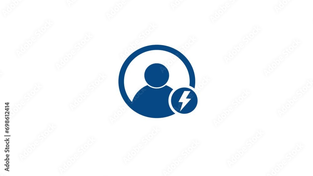 Poster man with volt icon, simple design add concept animation