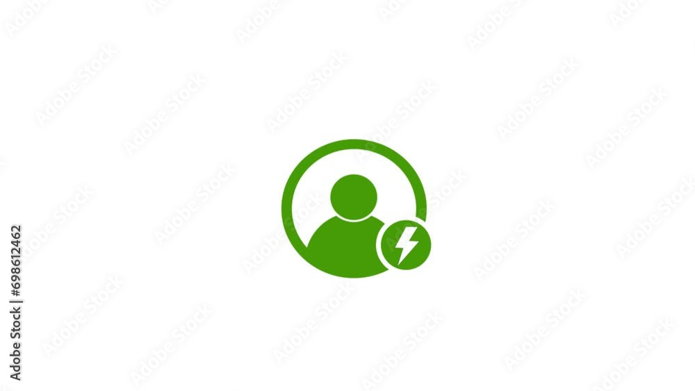 Poster man with volt icon, simple design add concept animation