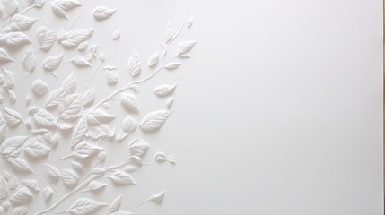 Abstract illustration of white ash leaves embossed onto white paper - obrazy, fototapety, plakaty