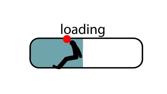 a man pushes a loading bar. 4K video illustration.