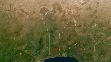 Benin outlined. Low-res satellite map © zelwanka