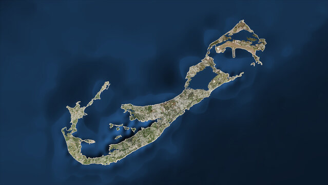 Bermuda outlined. Low-res satellite map
