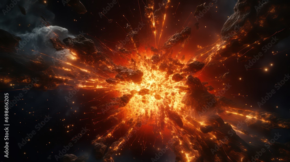 Canvas Prints explosion in space. generative ai