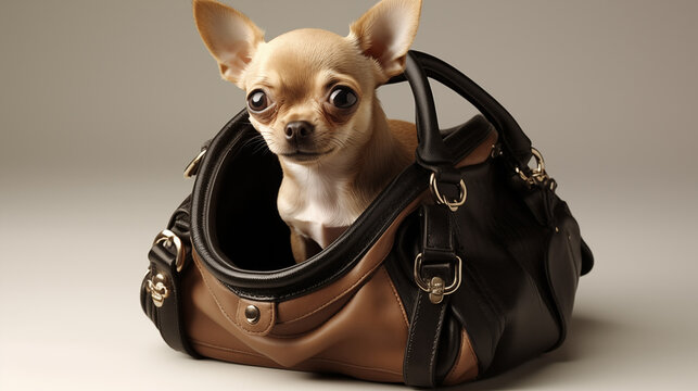 Handtaschenhund, Hund der in einer Tasche sitzt und wie ein Accessoire mitgenommen wird, Luxusleben