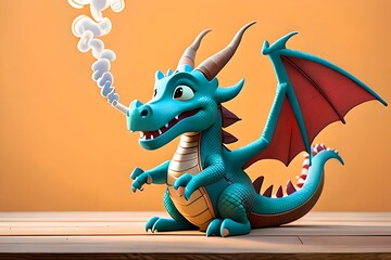 Fototapeta premium cute 3D dragon cartoon symbol of 2024. Chinese new year 2024 Festival AI generated Generative AI, year of the dragon, the Chinese zod