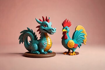 cute 3D dragon cartoon symbol of 2024. Chinese new year 2024 Festival AI generated Generative AI,  year of the dragon, the Chinese zod