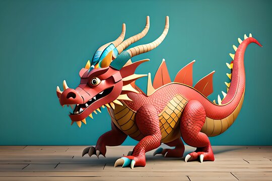 cute 3D dragon cartoon symbol of 2024. Chinese new year 2024 Festival AI generated Generative AI,  year of the dragon, the Chinese zod
