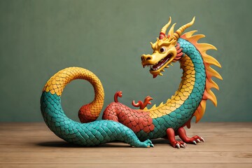cute 3D dragon cartoon symbol of 2024. Chinese new year 2024 Festival AI generated Generative AI,  year of the dragon, the Chinese zod