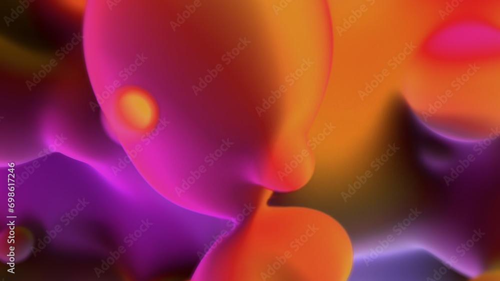 Poster orange and pink smooth soft forms from alien planet - abstract 3d rendering