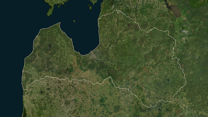 Latvia outlined. Low-res satellite map - obrazy, fototapety, plakaty