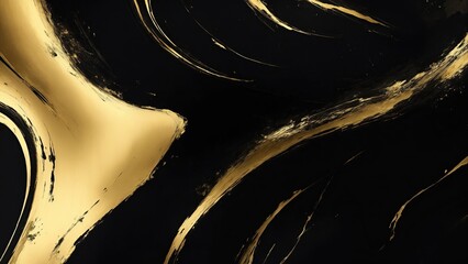 Dark Black and gold painting Abstract background