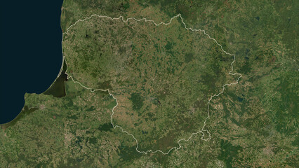 Lithuania outlined. Low-res satellite map