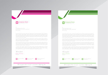 Obraz premium Business letterhead template with pink color, company letterhead template with green color, Letter head - Vector illustration EPS 10