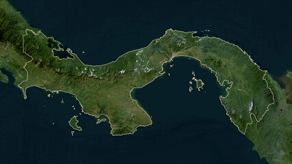 Panama outlined. Low-res satellite map