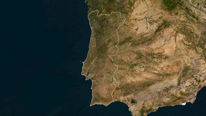 Portugal outlined. Low-res satellite map