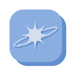 Orbit Space Rounded Square Icon, Pastel Blue, Isolated