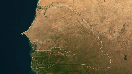 Senegal outlined. Low-res satellite map © zelwanka