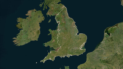 England - Great Britain outlined. Low-res satellite map