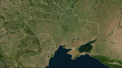 Ukraine before 2014 outlined. Low-res satellite map