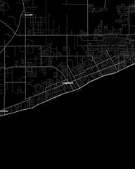 Long Beach Mississippi Map, Detailed Dark Map of Long Beach Mississippi - obrazy, fototapety, plakaty