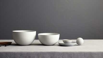 A modern and minimalist stoneware dinner set Ai Generative