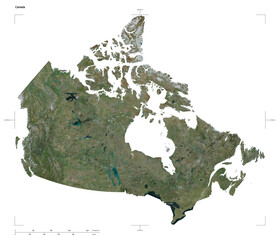 Canada shape isolated on white. High-res satellite map