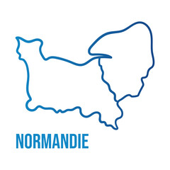 Upper and Lower Normandy isolated vector illustration map on white.  Soft smooth abstract blue gradient line