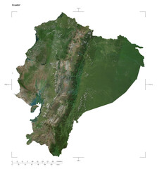 Ecuador shape isolated on white. High-res satellite map