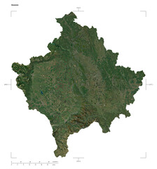 Kosovo shape isolated on white. High-res satellite map