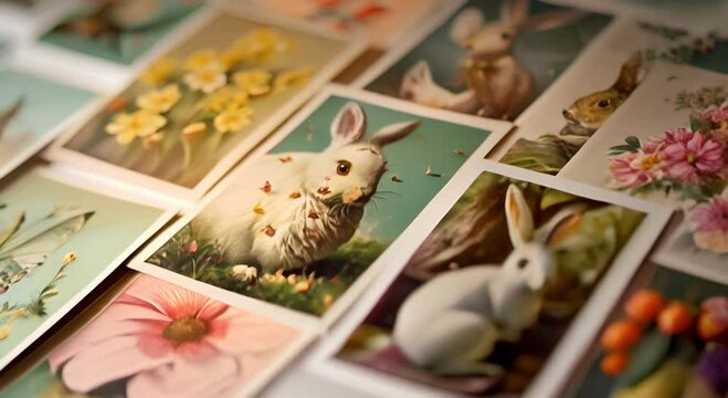 Collection of easter cards, close-up