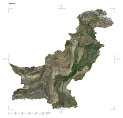 Pakistan shape isolated on white. High-res satellite map © zelwanka
