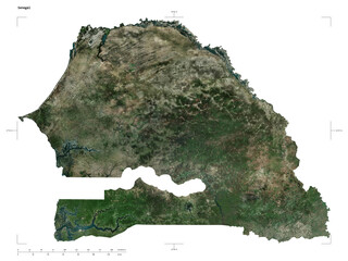 Senegal shape isolated on white. High-res satellite map © zelwanka