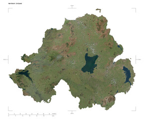 Northern Ireland shape isolated on white. High-res satellite map © zelwanka