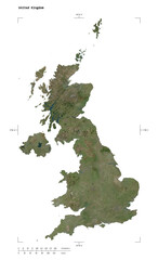 United Kingdom shape isolated on white. High-res satellite map © zelwanka
