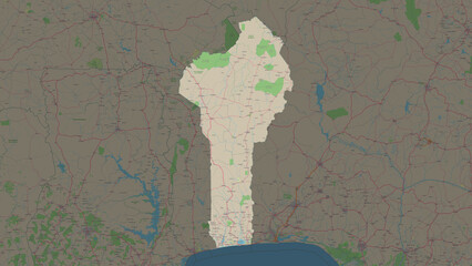 Benin highlighted. Topographic Map