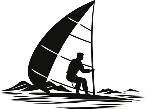 Logo with a frame of a windsurfer - windsurfing logo. AI generated illustration.