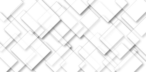 Modern Abstract white background design with layers. Abstract white and grey geometric overlapping square pattern diamond square background with lines.