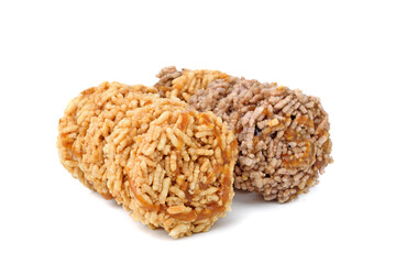 Stack of rice cracker,Thai dessert, isolated on white background