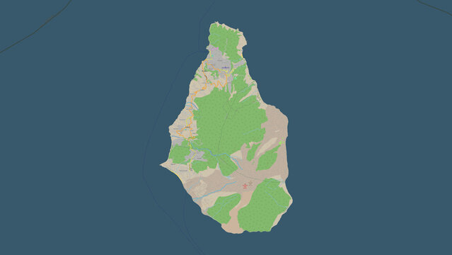 Montserrat highlighted. Topographic Map